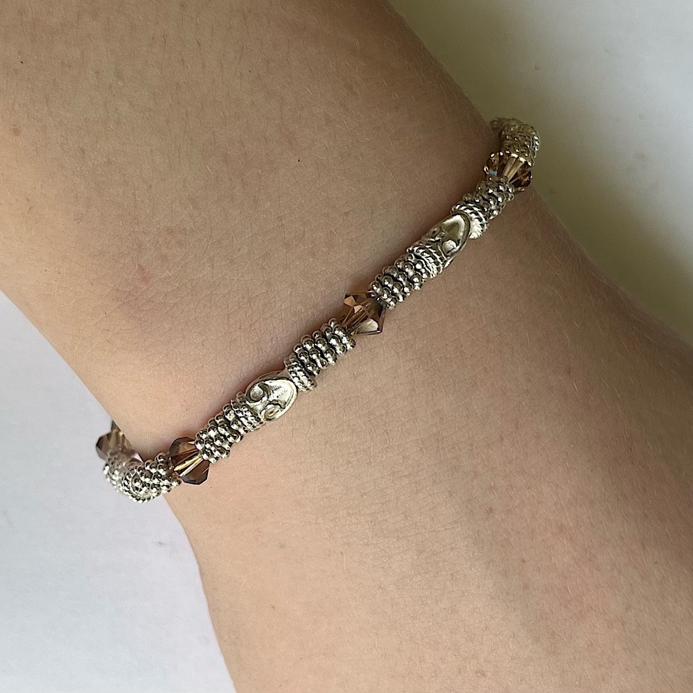 Vintage Sterling Silver Crystal Bracelet 6.75” length